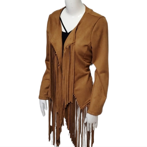 Women's Open-front Fringe Jacket or Cardigan - Picture 4 of 5